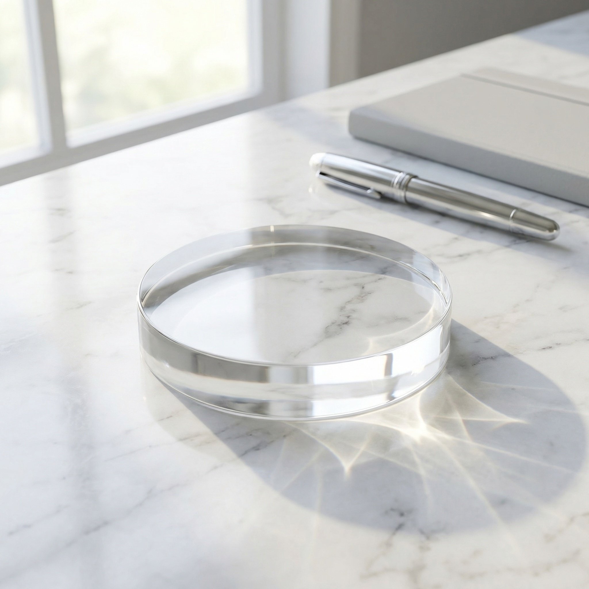 Book Weight Glass - Presse-papiers rond en verre transparent de