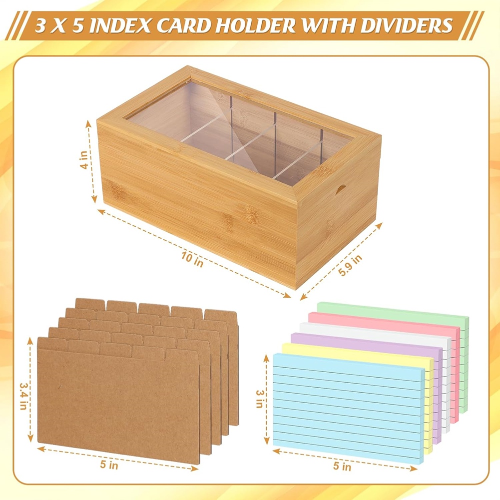 Card Index Box - Organisateur de cartes indexées en bambou